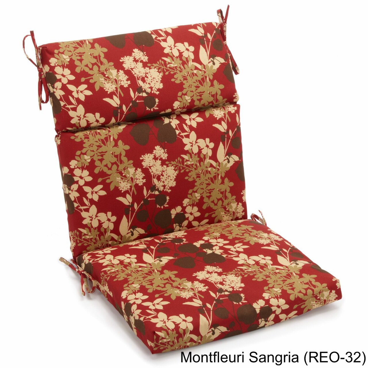 22-inch by 45-inch Spun Polyester Outdoor Squared Seat/Back Chair Cushion - Montfleuri Sangria